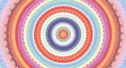 Obraz premium Kaleidoscope of Color: An abstract circular pattern of concentric rings in vibrant hues creates a mesmerising visual experience, invoking a sense of wonder and endless possibilities.