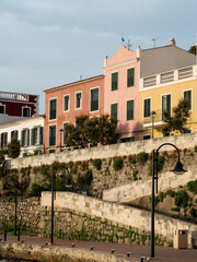 Traditional houses in the town of Es Catell, located on the island of Menorca, Spain.