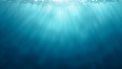 Obraz premium Underwater Sunlight Beams Illuminating the Deep Blue
