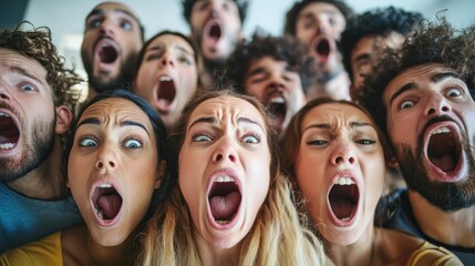 An individual caught mid-sneeze in a group photo, creating an awkward moment.