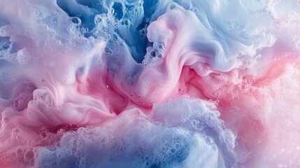 Fototapeta premium Abstract Pastel Swirl: Pink and Blue Foam Texture