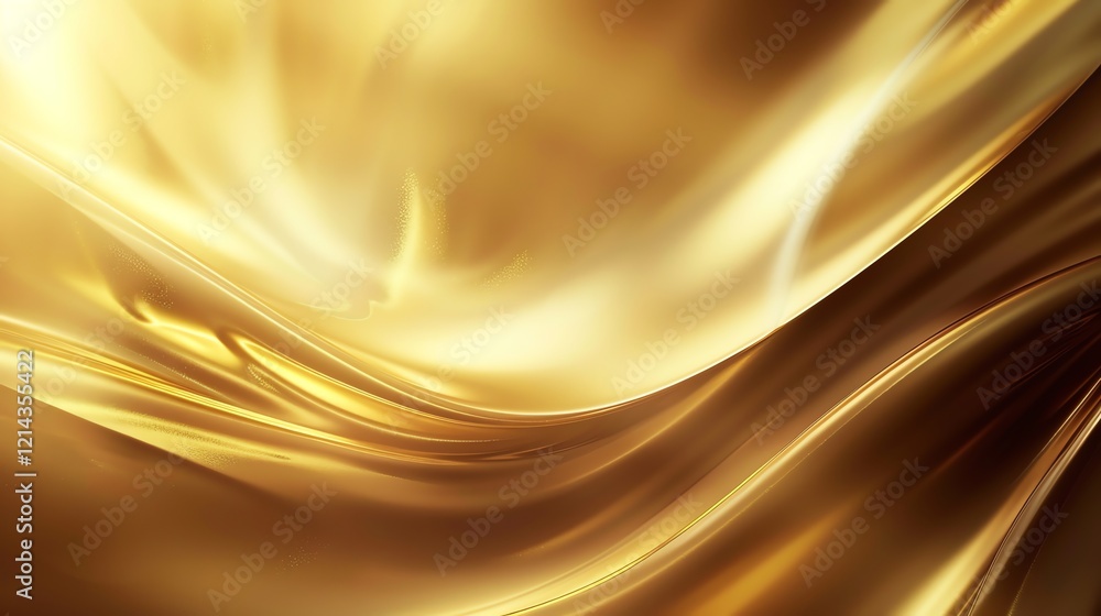 Poster abstract golden background with smooth, flowing, and wave-like patterns.