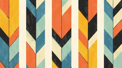 Abstract Geometric Chevron Pattern in Vintage Colors