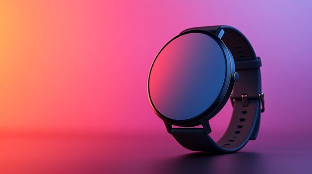 Sleek, modern smartwatch with a circular blank screen, displayed against a soft gradient background to highlight its clean design.