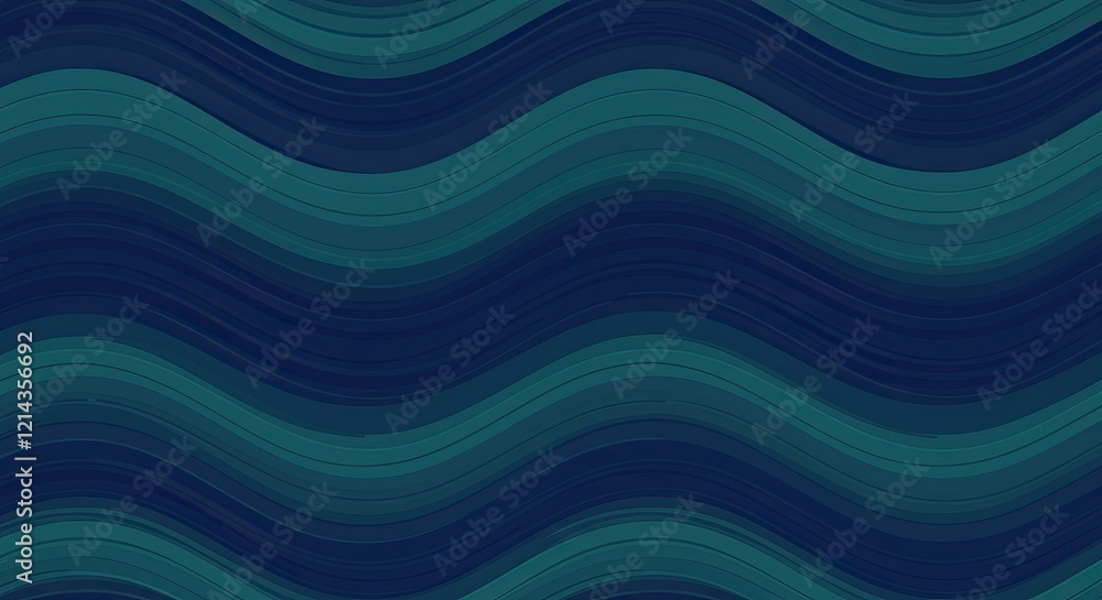 Poster abstract teal and blue waves: an abstract, minimalist pattern with elegant curves and subtle color v