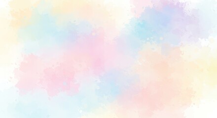 An abstract pattern featuring soft watercolour splashes in pastel pinks, blues, and yellows.