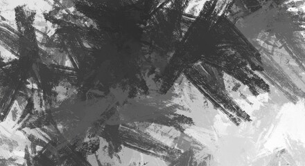 Fototapeta premium Abstract Charcoal Strokes: A dramatic interplay of charcoal strokes and bold, expressive brushstrokes, rendered in shades of gray and white.