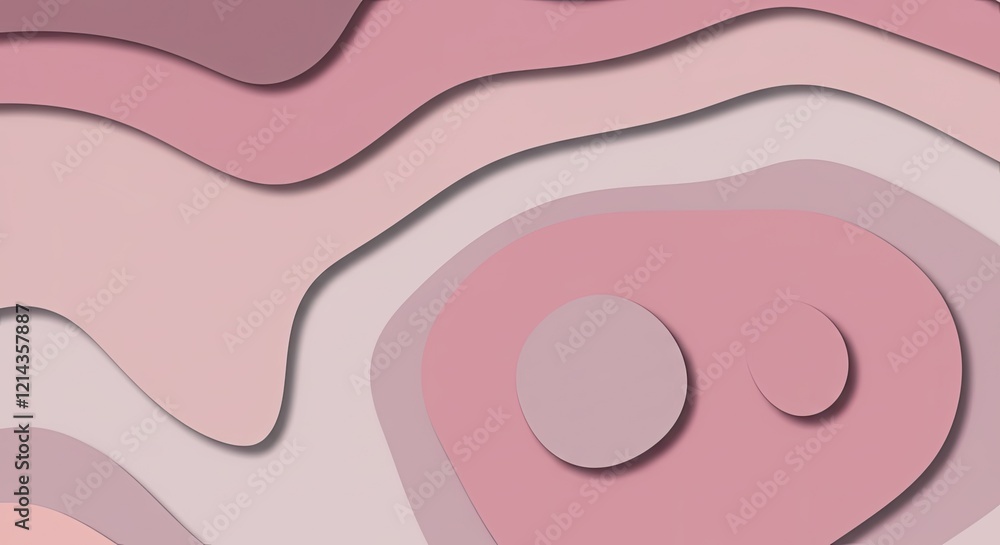 Poster abstract paper cut design: a captivating abstract background with soft, layered, pink paper cut shap