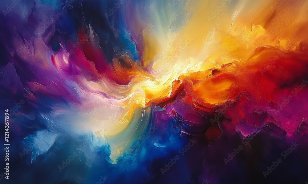 Poster colorful abstract shapes create dynamic visual movement and depth