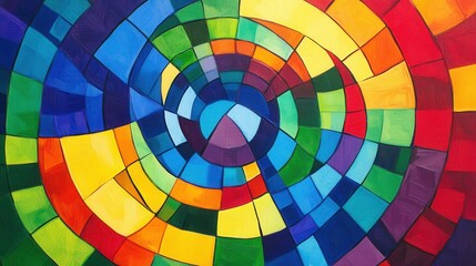 Abstract Rainbow Spiral Painting