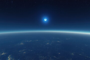 Obraz premium Earth's horizon with bright celestial body.