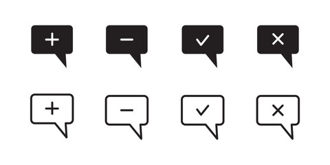 
A set of chat theme icons with plus, minus, cross, check mark, modern communication and chat icon pack. use for mobile and web apps.
