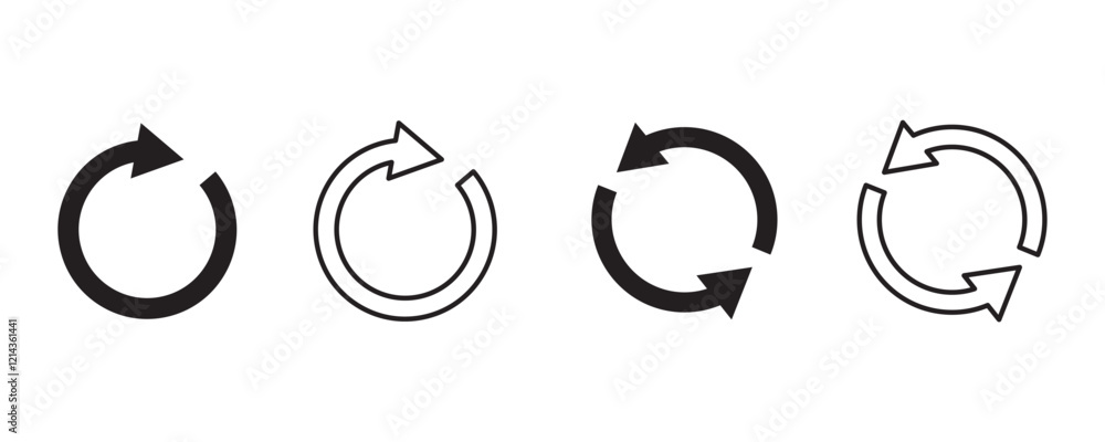 Poster reload icon vector. refresh icon set. recycle vector icon symbol and arrow rotation circle in white 