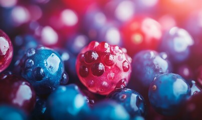 Colorful berries blended together in a close-up shot