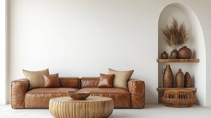 Cozy and Modern Living Room with Earthy Tones and Textures