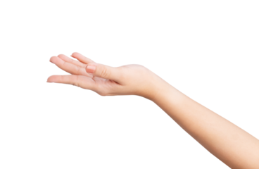 Female hand gesture isolated on white background