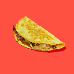 Tacos - traditional Tex-Mex dish on red background