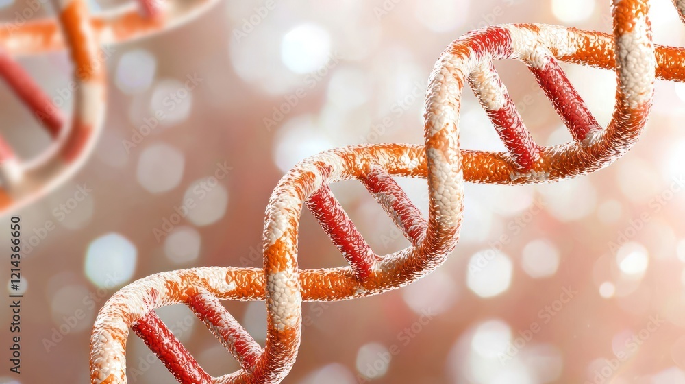 Poster a close-up view of a dna double helix structure, showcasing its intricate design and vibrant colors 