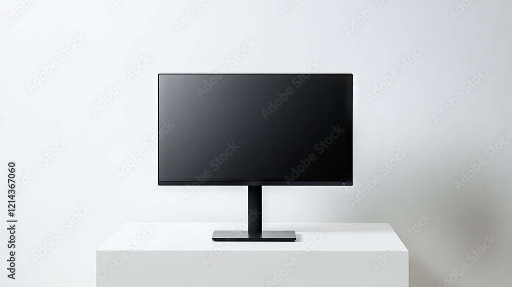 Poster a simple and elegant computer monitor with thin edges, standing out against a clean white background