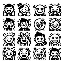 emoticon pack black and white