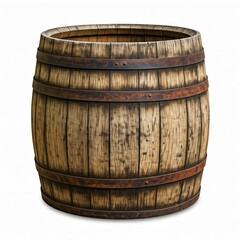Fototapeta premium Old Medieval Wooden Barrel Isolated on White Background