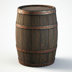 Fototapeta premium Old Medieval Wooden Barrel Isolated on White Background 