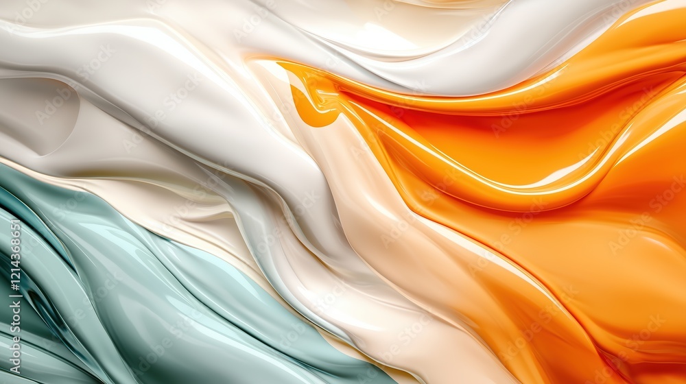Poster abstract fluid waves in orange, teal, and white create a smooth, dynamic visual of movement and flow
