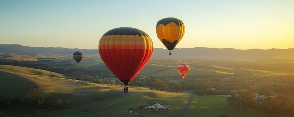 Colorful hot air balloons in flight