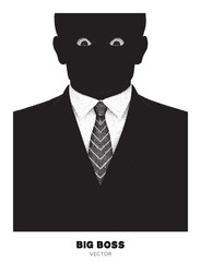 Big boss. Angry scary director. Silhouette, stern man in suit portrait