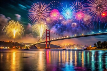 Istanbul Bosporus Bridge Fireworks Light Show - Candid Night Photography