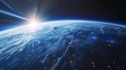 Fototapeta premium A luminous aurora borealis seen from orbit, dancing across Earth atmosphere