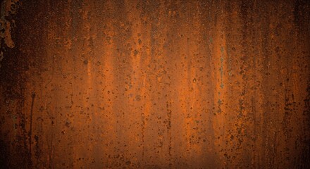 Rusty metallic surface in deep orange and brown tones, with visible weathering and rough patches