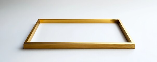 Golden frame lying on pristine surface, representing artistic potential and nostalgic moments within minimalist composition