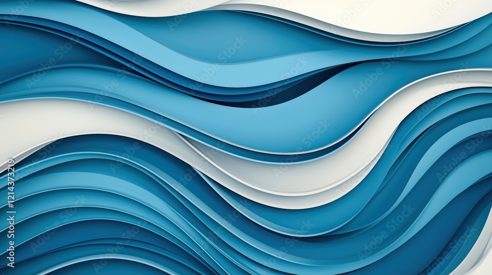 Aufkleber abstract blue and white wavy layered pattern creates a soothing and dynamic visual effect.