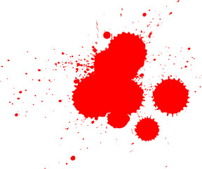 red brush painting dropped splash splatter on white background