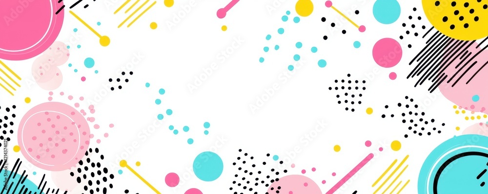 Poster abstract colorful geometric pattern background design with pink yellow and teal circles and lines