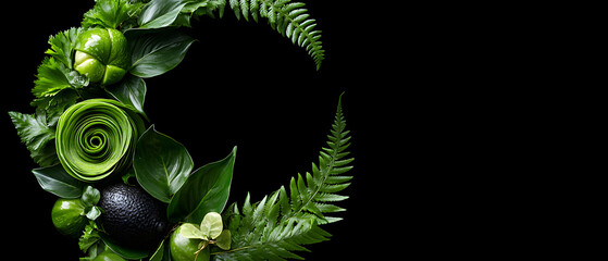 Nature inspired green leaf arrangement studio photography minimalist close-up organic aesthetics