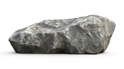 Obraz premium Isolated gray rock, rough texture, irregular shape, studio shot on white background.