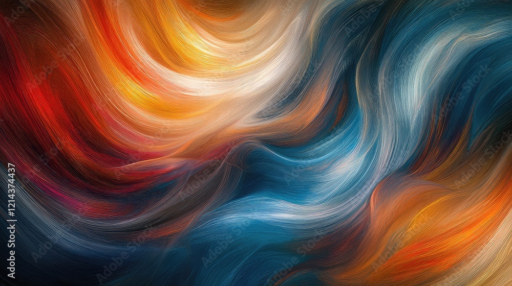 Poster abstract dynamic waves of color on a gradient background, symbolizing creative inspiration.