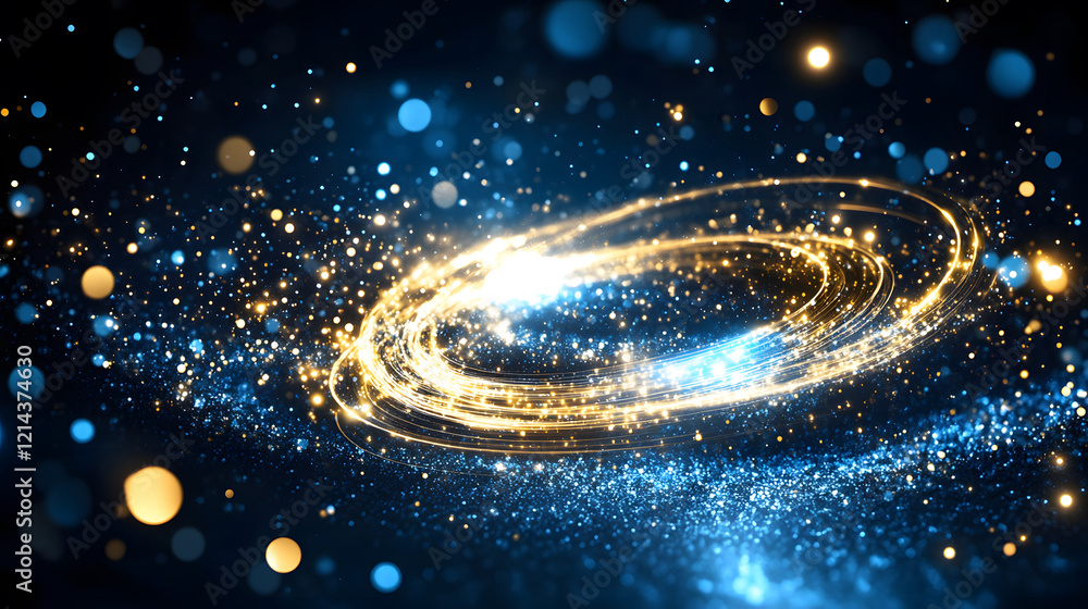 Aufkleber Cosmic swirl of stars and light in a deep blue background creating a mesmerizing visual effect