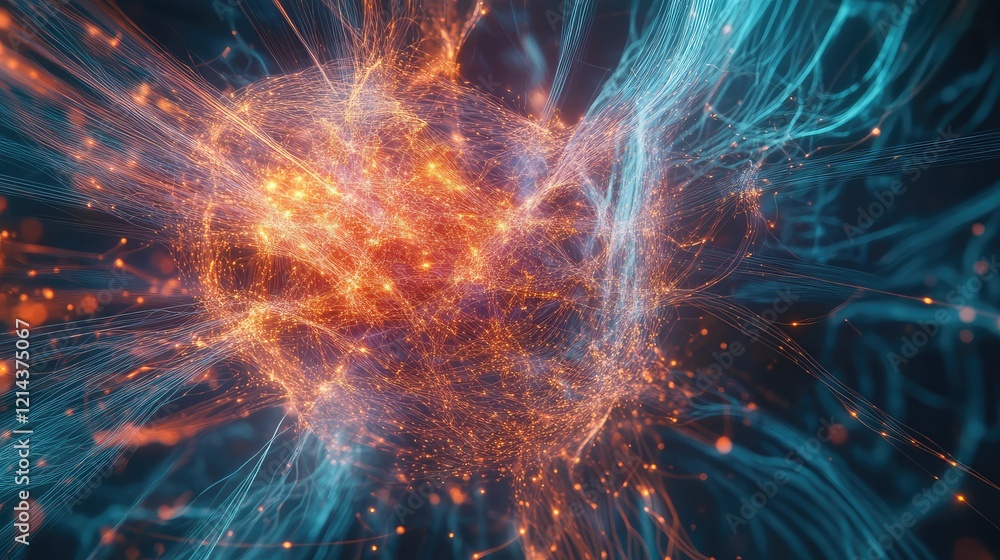 Poster abstract glowing interconnected lines forming a digital network for global business connections.
