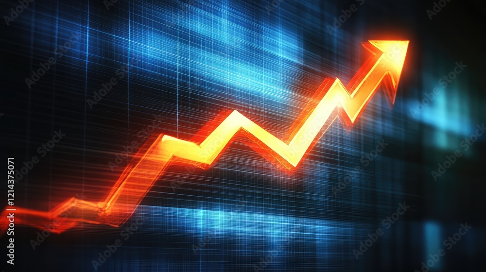 Poster abstract glowing line chart on a digital background, representing growth and expansion in business d