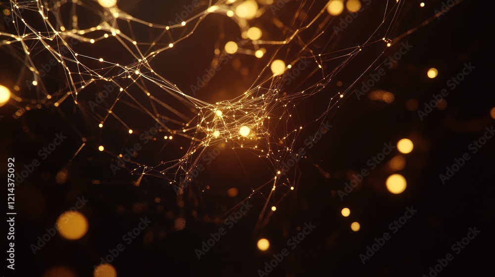 Poster abstract glowing network connections forming a web, symbolizing global collaboration and development