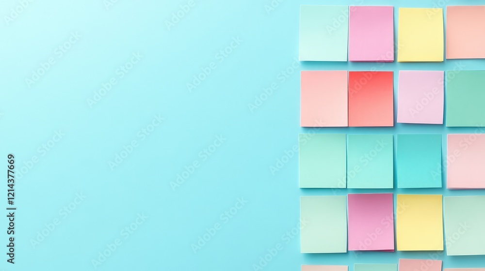 Poster close-up of drafting tools and sticky notes arranged on a bright, clean background with ample copy s
