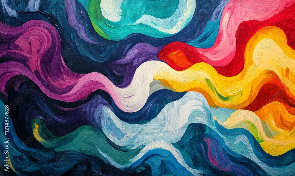 Poster colorful abstract waves create a visually striking pattern