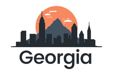 Fototapeta premium Atlanta Georgia Skyline with Stone Mountain Background Vector Illustration