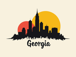Atlanta Georgia Skyline with Stone Mountain Black Vector Illustration