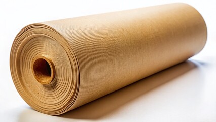 Kraft Paper Roll on White Background -  Perfect for Packaging & Crafts