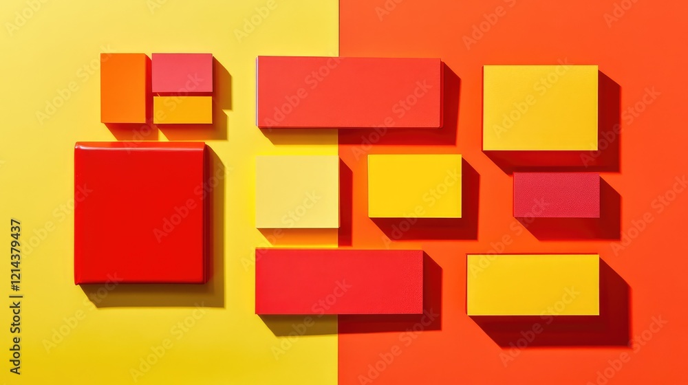 Poster top-down view of sticky notes and a blank notebook arranged neatly on a gradient background with cop