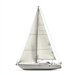 Luxury Yacht Isolated on White Background, Highlighting Elegance, Marine Travel, and Nautical Design.